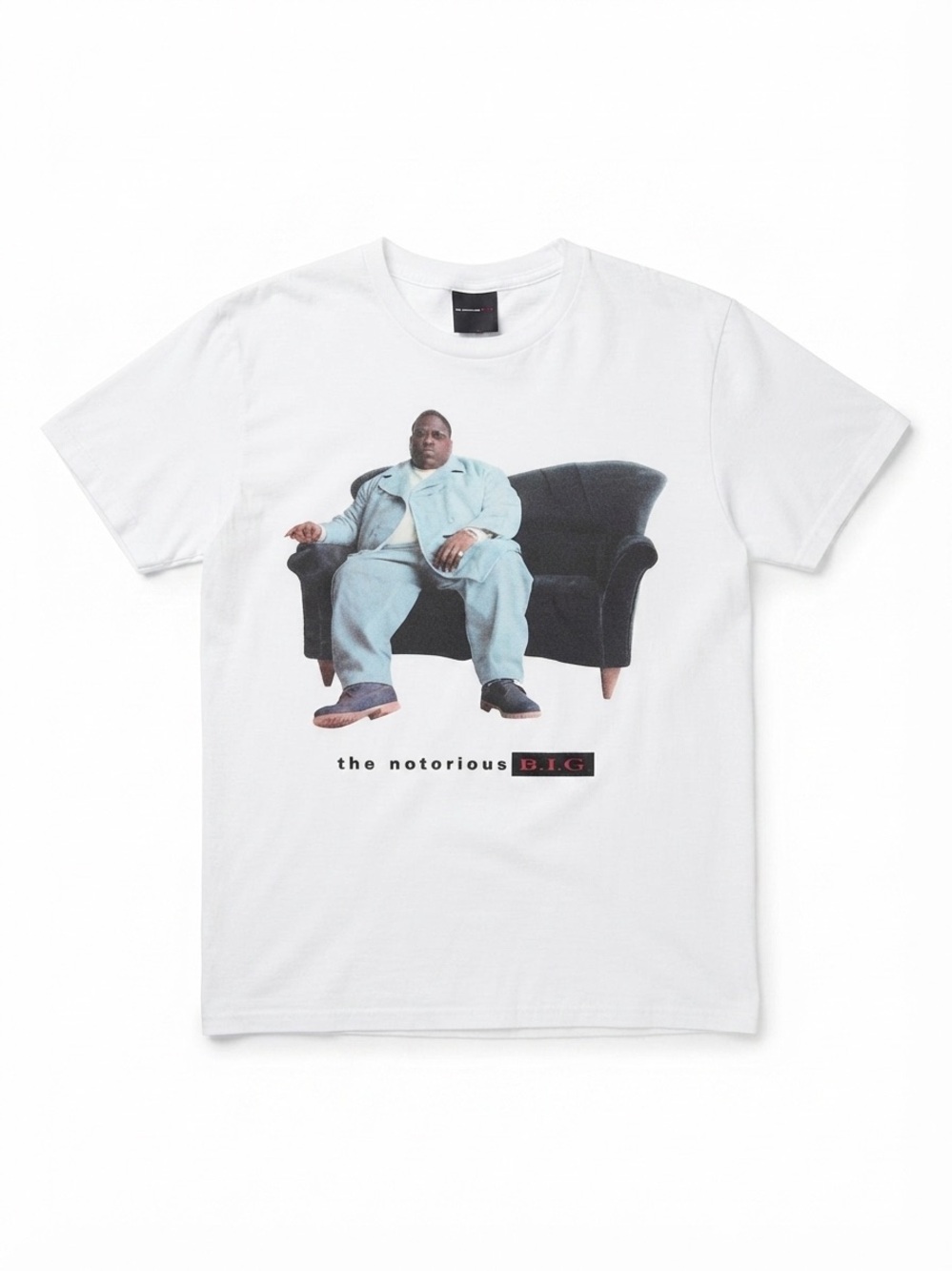 The Notorious B.I.G. Graphic T-Shirt Biggie Smalls Couch Print White Size Small